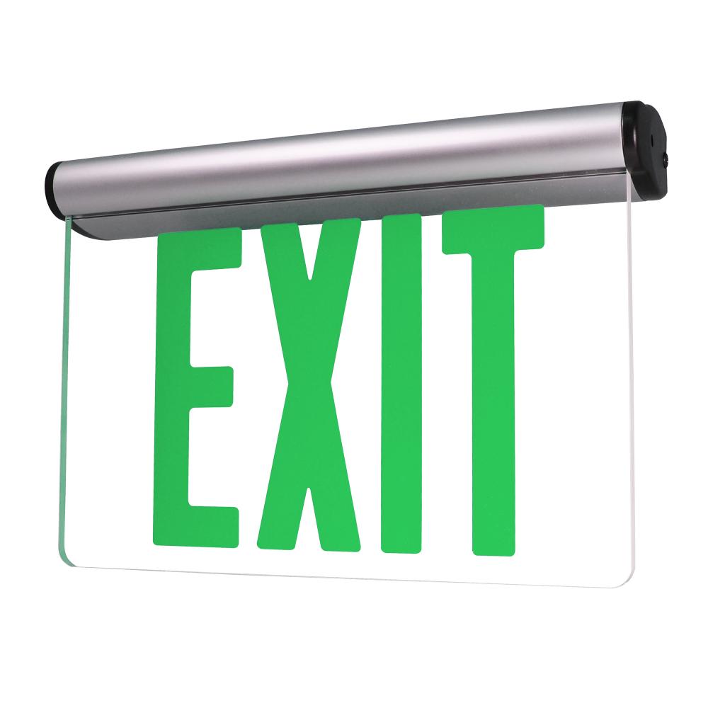 EXIT ADJ BAT 1F GRN/CLR ALUM