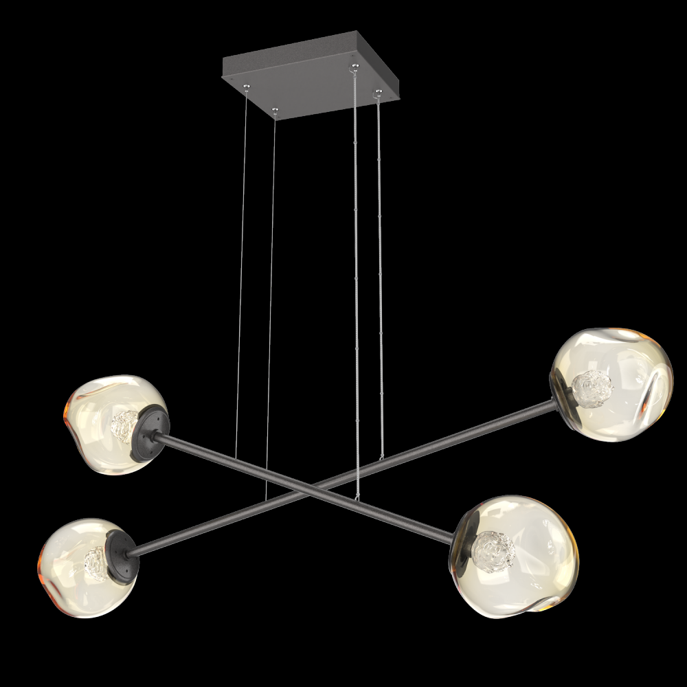 Luna Double Moda-Graphite-Floret Inner - Amber Outer-Stainless Cable-LED 3000K