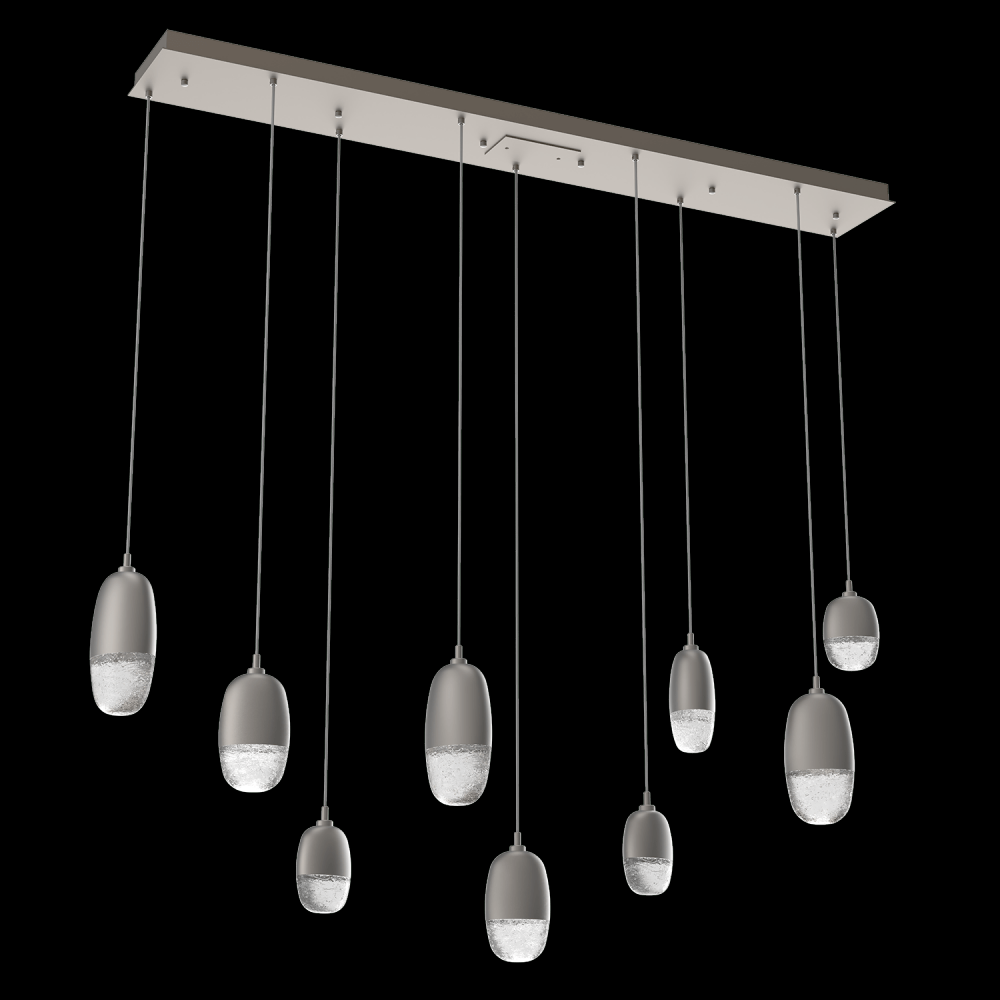 Pebble 9 Linear Multiport S/M/L Glass-Heritage Brass-Pebble Clear