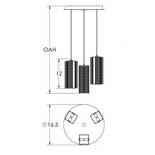 Hammerton CHB0020-03-GB-0-C01-E2 - Downtown Mesh Round 3pc Multi-Pendant
