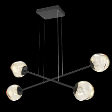 Hammerton PLB0086-M2-MB-FA-CA1-L3 - Luna Double Moda-Matte Black-Floret Inner - Amber Outer-Stainless Cable-LED 3000K