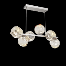 Hammerton PLB0086-T6-BS-FA-001-L3 - Luna 6pc Twisted Branch-Beige Silver-Floret Inner - Amber Outer-Threaded Rod Suspension-LED 3000K