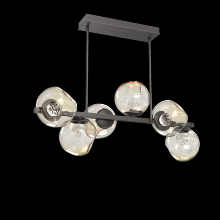 Hammerton PLB0086-T6-GP-FA-001-L3 - Luna 6pc Twisted Branch-Graphite-Floret Inner - Amber Outer-Threaded Rod Suspension-LED 3000K