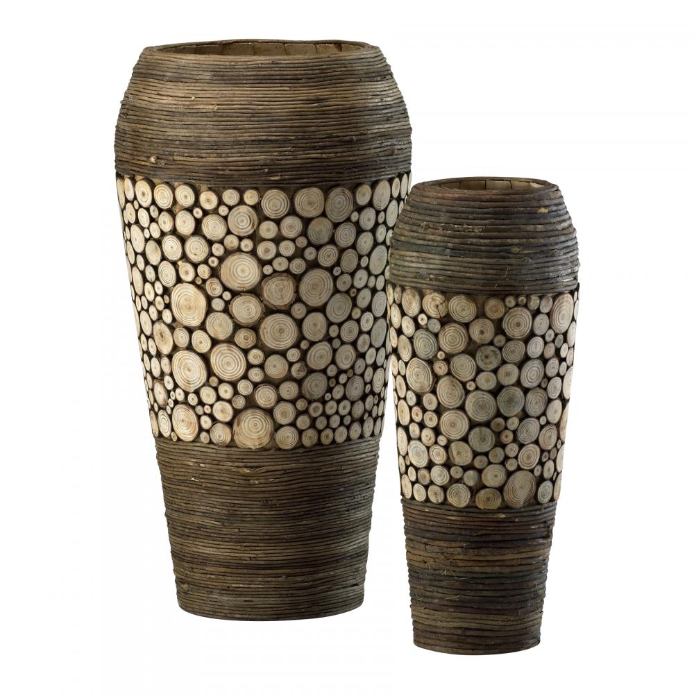 Wood Slice Oblong Containers Birchwood And Walnut