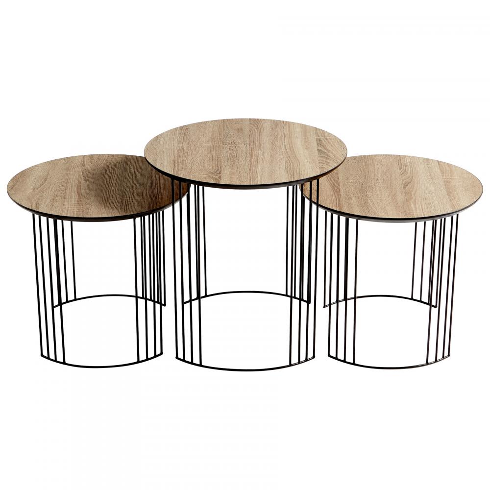 Electric Moon Nesting Table Oak Veneer And Black