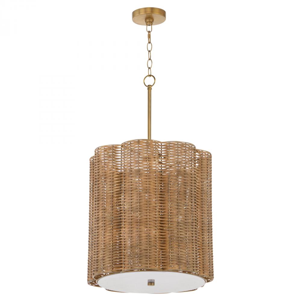 Boracay Pendant Natural Cane - Aged Brass