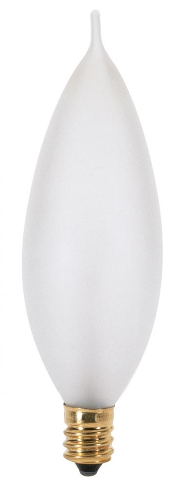 40 Watt CA9 1/2 Incandescent; Frost; 1500 Average rated hours; 384 Lumens; Candelabra base; 120 Volt