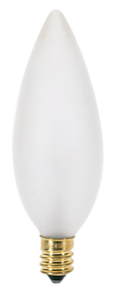 60 Watt B10 Incandescent; Frost; 1500 Average rated hours; 672 Lumens; Candelabra base; 120 Volt