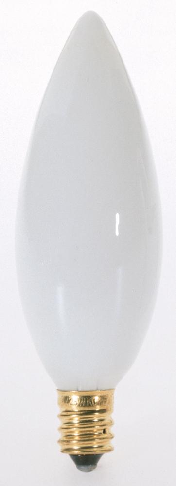 60 Watt B10 Incandescent; White; 1500 Average rated hours; 630 Lumens; Candelabra base; 120 Volt