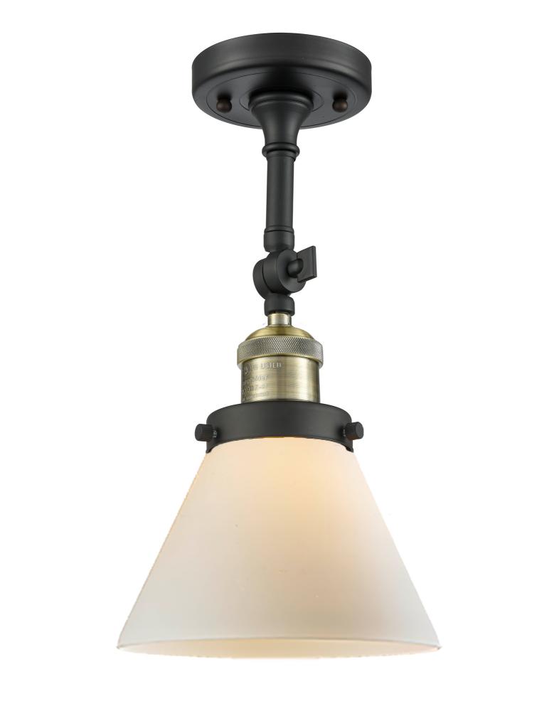 Cone - 1 Light - 8 inch - Black Antique Brass - Adjustable Semi-Flush Mount