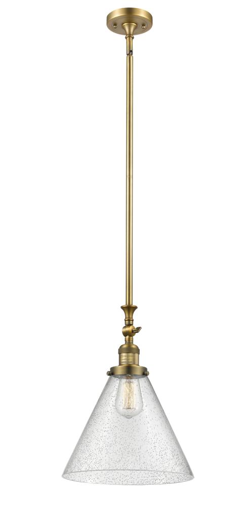 Cone - 1 Light - 12 inch - Brushed Brass - Stem Hung - Adjustable Mini Pendant