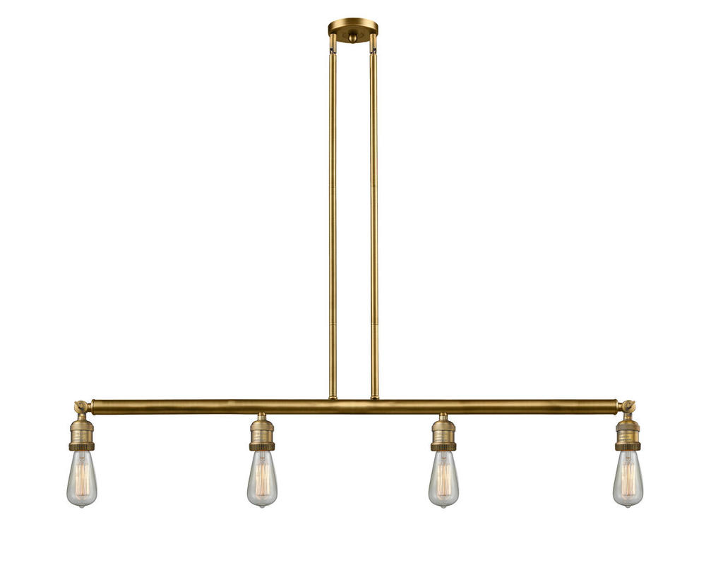 Bare Bulb - 4 Light - 48 inch - Brushed Brass - Stem Hung - Adjustable Island Light