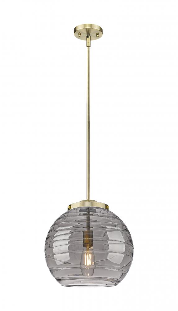 Athens Deco Swirl - 1 Light - 14 inch - White Polished Chrome - Stem Hung - Pendant