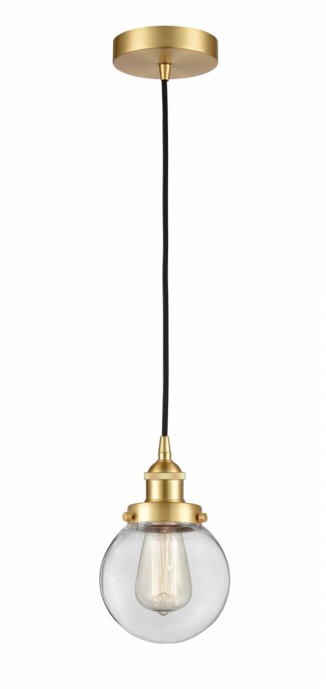 Beacon - 1 Light - 6 inch - Satin Gold - Cord hung - Mini Pendant