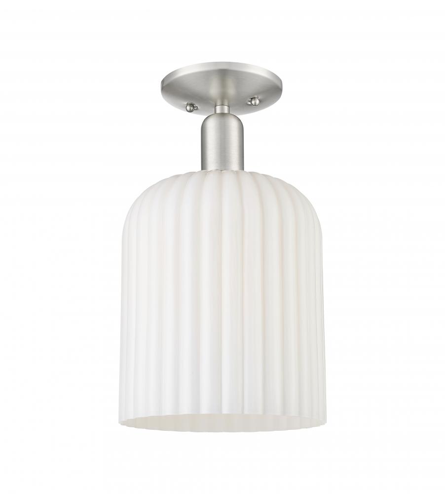 Bridal Veil - 1 Light - 8 inch - Brushed Satin Nickel - Semi-Flush Mount