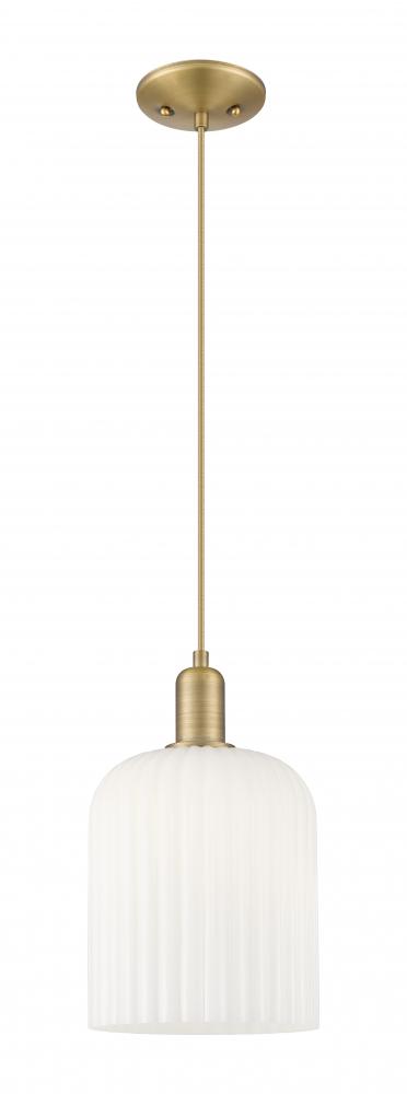 Bridal Veil - 1 Light - 8 inch - Brushed Brass - Cord hung - Mini Pendant