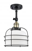 Innovations Lighting 201F-BAB-G71-CE-LED - Bell Cage - 1 Light - 9 inch - Black Antique Brass - Adjustable Semi-Flush Mount