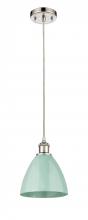 Innovations Lighting 516-1P-PN-MBD-75-SF - Plymouth - 1 Light - 8 inch - Polished Nickel - Cord hung - Mini Pendant