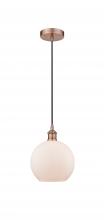 Innovations Lighting 616-1P-AC-G121-8 - Athens - 1 Light - 8 inch - Antique Copper - Cord hung - Mini Pendant