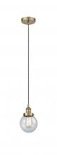 Innovations Lighting 616-1PH-AB-G204-6 - Beacon - 1 Light - 6 inch - Antique Brass - Cord hung - Mini Pendant