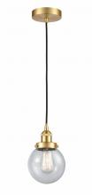 Innovations Lighting 616-1PH-SG-G204-6 - Beacon - 1 Light - 6 inch - Satin Gold - Cord hung - Mini Pendant