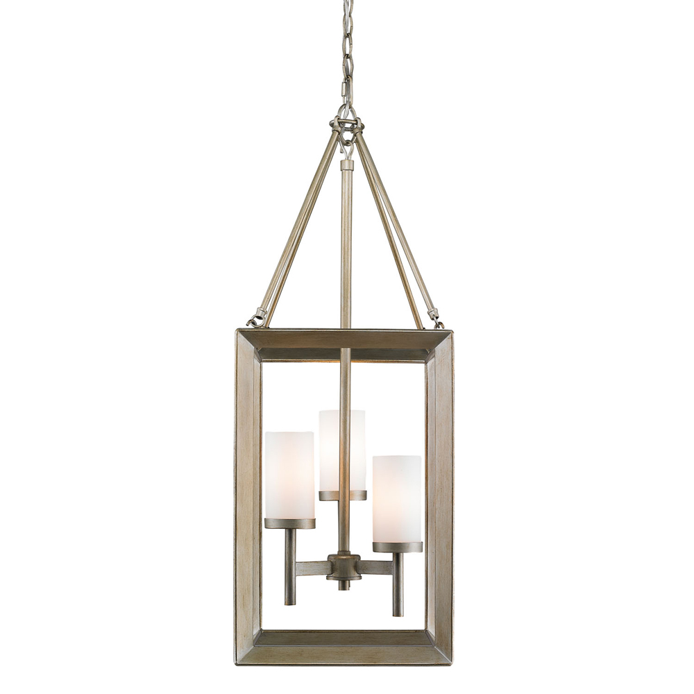 Smyth 3 Light Pendant (White Gold & Opal Glass)