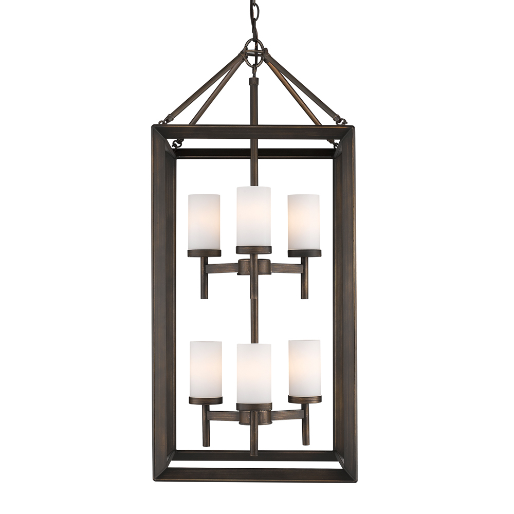 Smyth 6 Light Pendant (Gunmetal Bronze & Opal Glass)
