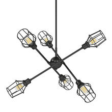 Golden 1945-6 BLK-WIRE-BLK - Axel 6 Light Chandelier (with shades)
