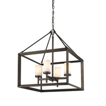 Golden 2073-4 GMT-OP - Smyth 4 Light Chandelier (Gunmetal Bronze & Opal Glass)