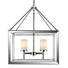 Golden 2074-4 CH-OP - Smyth 4 Light Chandelier (Chrome & Opal Glass)