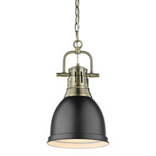 Golden 3602-S AB-BLK - Duncan Small Pendant with Chain in Aged Brass with Matte Black