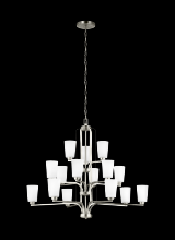 Generation Lighting 3128915-962 - Franport transitional 15-light indoor dimmable ceiling chandelier pendant light in brushed nickel si