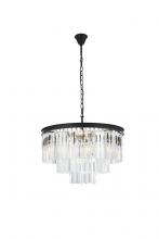 Elegant 1201D26MB/RC - Sydney 9 Light Matte Black Chandelier Clear Royal Cut Crystal