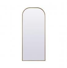 Elegant MR1B2866BRS - Metal Frame Arch Full Length Mirror 28x66 Inch in Brass