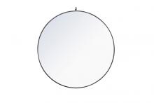Elegant MR4067BK - Metal frame Round Mirror with decorative hook 48 inch Black finish
