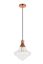 Elegant LDPD2099 - Topper Collection Pendant D10.6 H12.9 Lt:1 Copper and clear Finish
