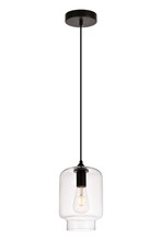 Elegant LDPD2116 - Placido Collection Pendant D6.7 H9.2 Lt:1 Black and Clear Finish