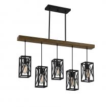 Savoy House Meridian M10090WB - 5-light Linear Chandelier In Wood With Black