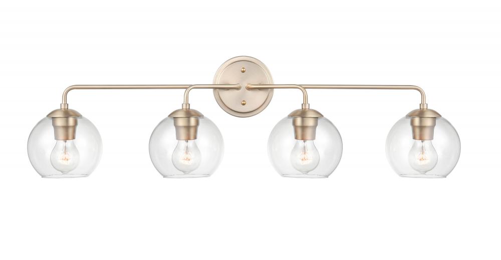 Artemis 4 light vanity, brass, round clear